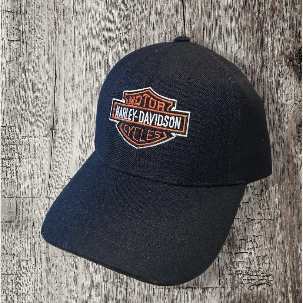 Harley Davidson Fitted Hat Black Embroidered Logo SnapBack